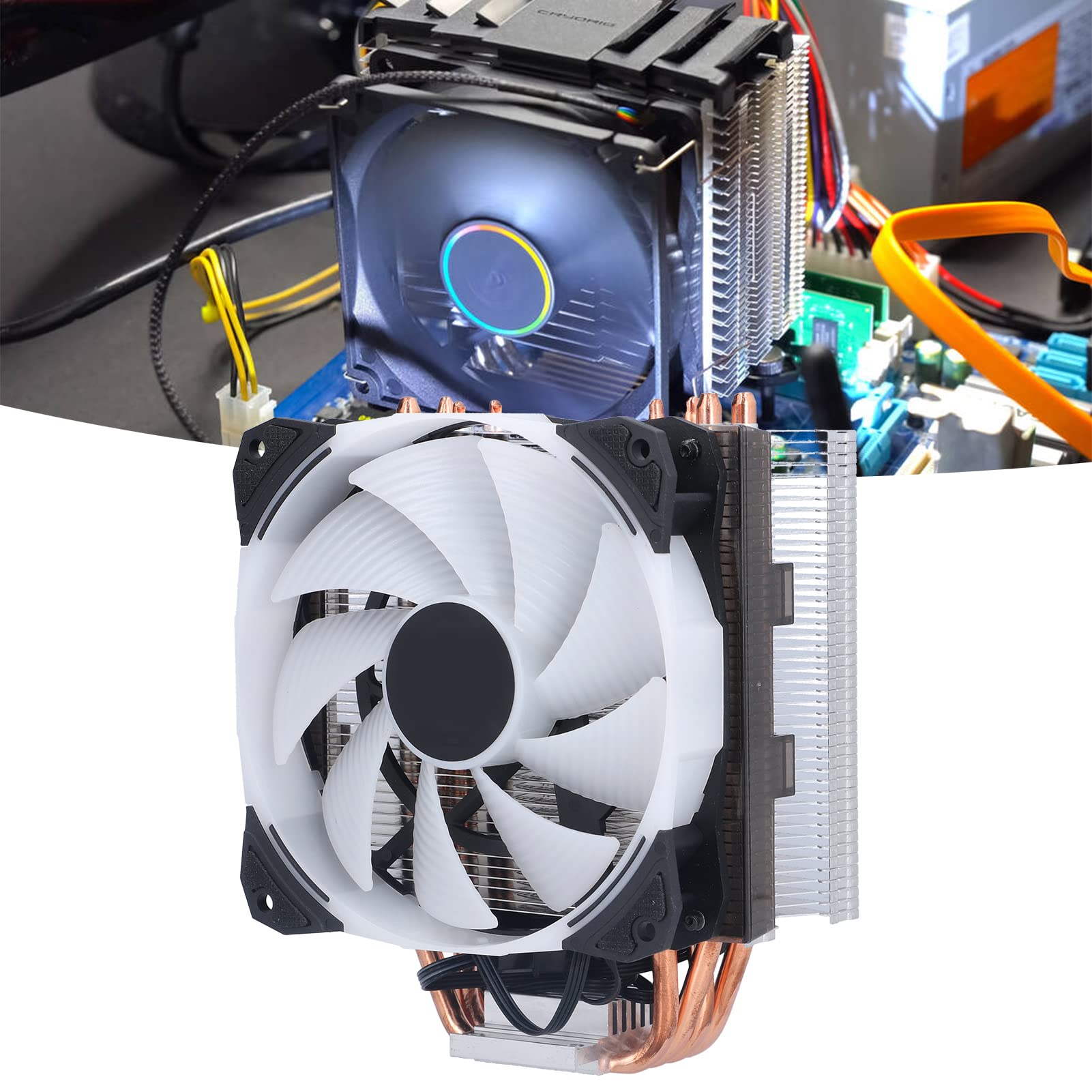 Yosoo Health Gear Chłodnica CPU, Czysta miedź 4 Rurki Cieplne, 120mm