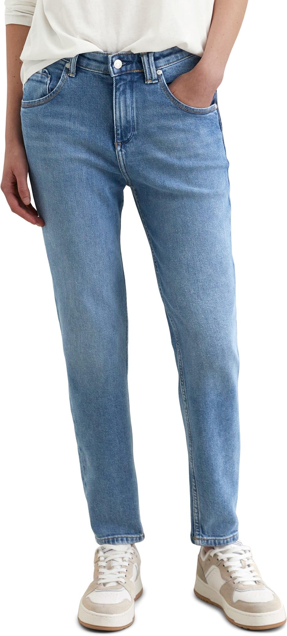 Marc O'Polo Denim Damen Jeanshose mit Stretch-Anteil knöchellang, Blau (Medium Blue Multi 03), W33/L32