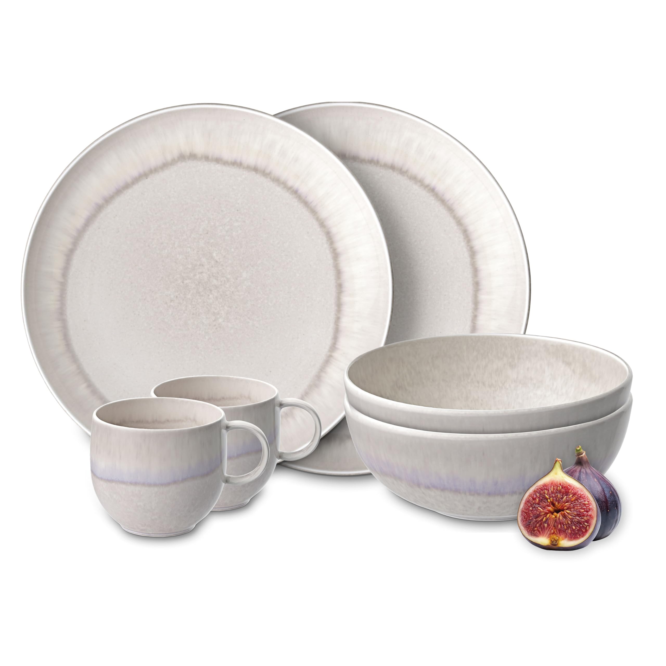 like. by Villeroy & Boch – Perlemor set di stoviglie in porcellana, 6 pz., look pottery, servizio da colazione per 2 persone