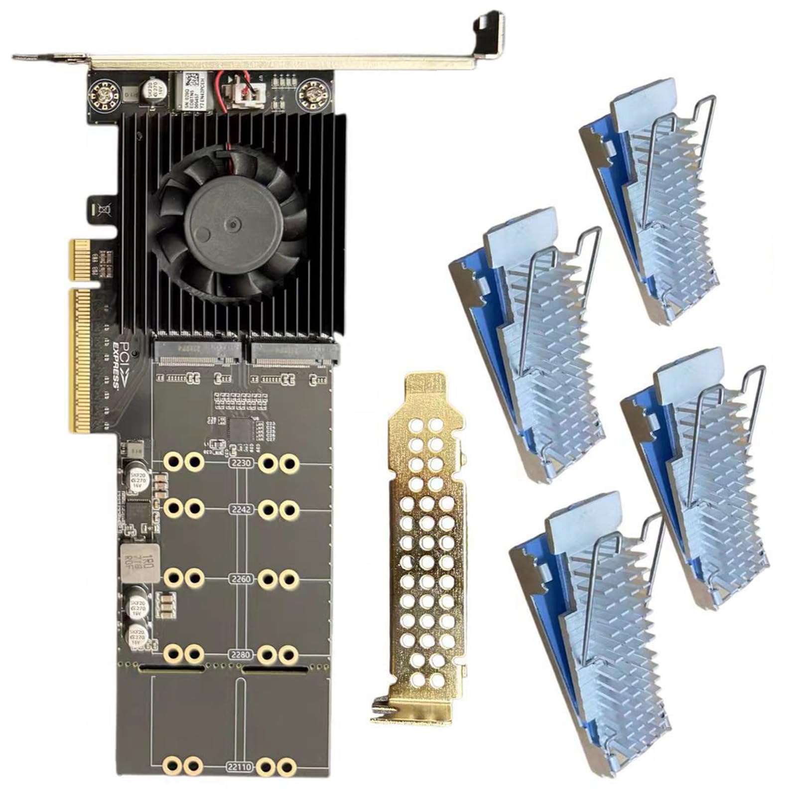Ad alte prestazioni 4Port Scheda di espansione PCIe4.0 4X NVMe HDD Operazioni Simultanee Con Sistemi di Raffreddamento Alluminio Dissipatore di calore NVMe Adattatori