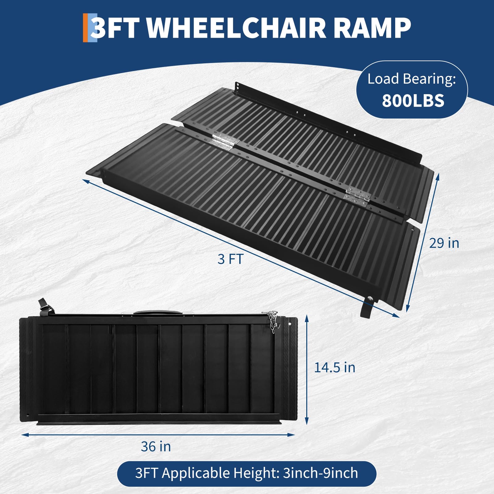 Garvee Rampe d'accès Pliable en Aluminium antidérapant pour Fauteuil Roulant – Portable avec poignée – Capacité 360 kg – Idéale pour seuils, marches et escaliers – Kit d'outils de Jardinage Manuel –