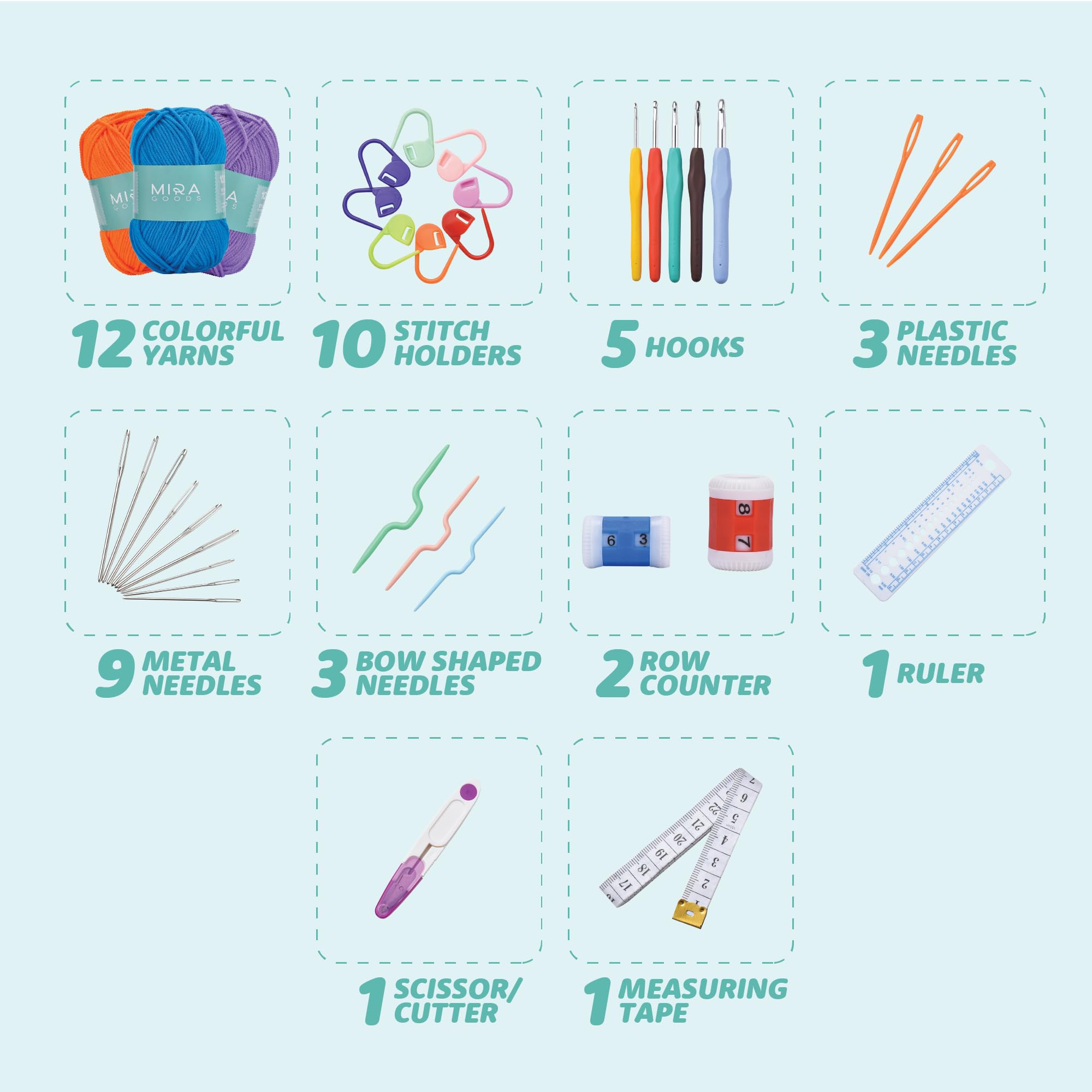 Beginner Crochet Kit - Acrylic Yarn & Tools -2 Beginner Crochet Kit - Acrylic Yarn & Tools -2