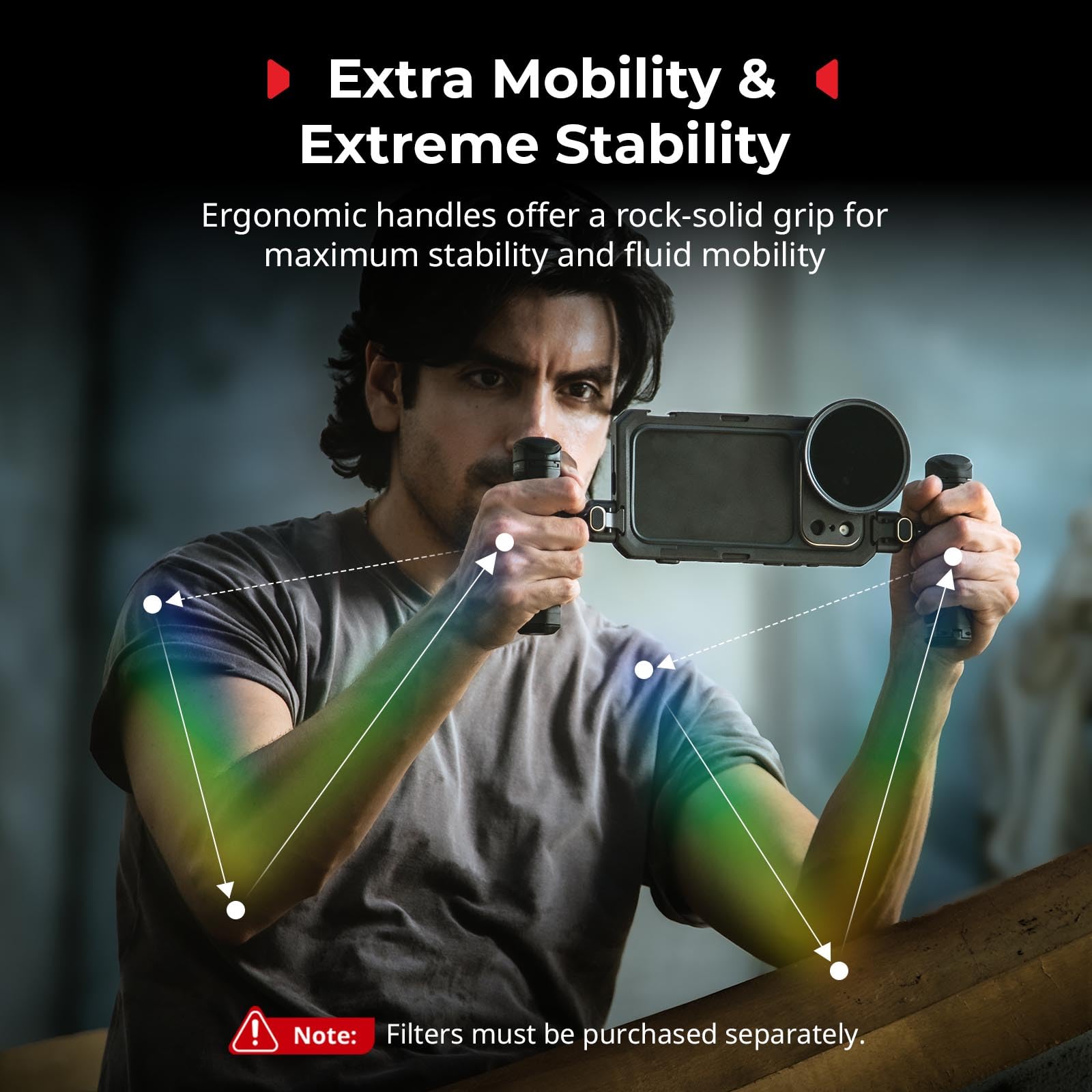 SMALLRIG Zestaw Phone Video Cage Dual Handheld do iPhone'a 17 Pro, Phone Rig z bezprzewodowym uchwytem bocznym z szybkim zwalnianiem, mocowaniem typu T 17 mm i tylną płytką obiektywu - 5540