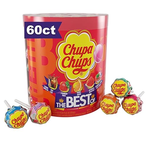 Miniatura 22 de Chupa Chups Surtido de mini piruletas de Halloween de dulce o truco, 5 sabores, dulces a granel envueltos individualmente para adultos y niños