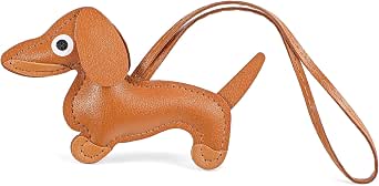 SUBTLE GAMES Dachshund Leather Keychain - Cute Dog Shaped Bag Charm, 11.8x8cm, Hand-Stitched - View #11