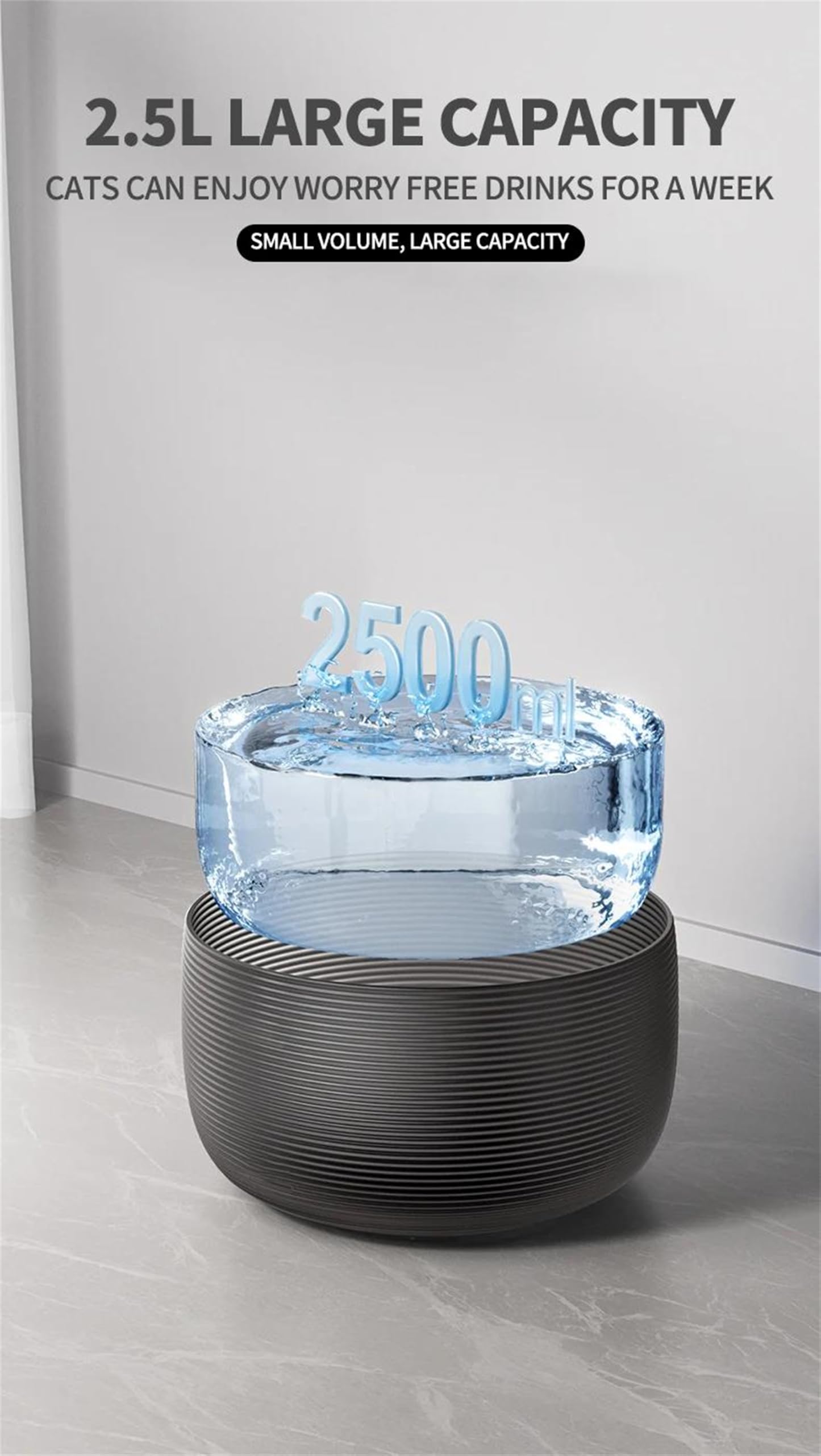 Fuente de Agua Inteligente para Gatos de 2,5 L, Extremadamente