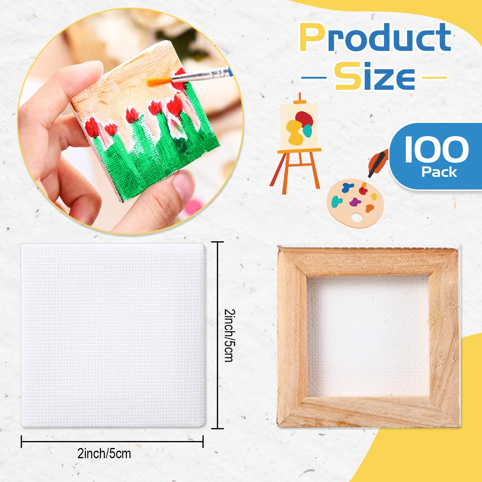 Snapklik.com : 100 Pcs 2 X 2 Inch Mini Canvas Panels Bulk Small ...