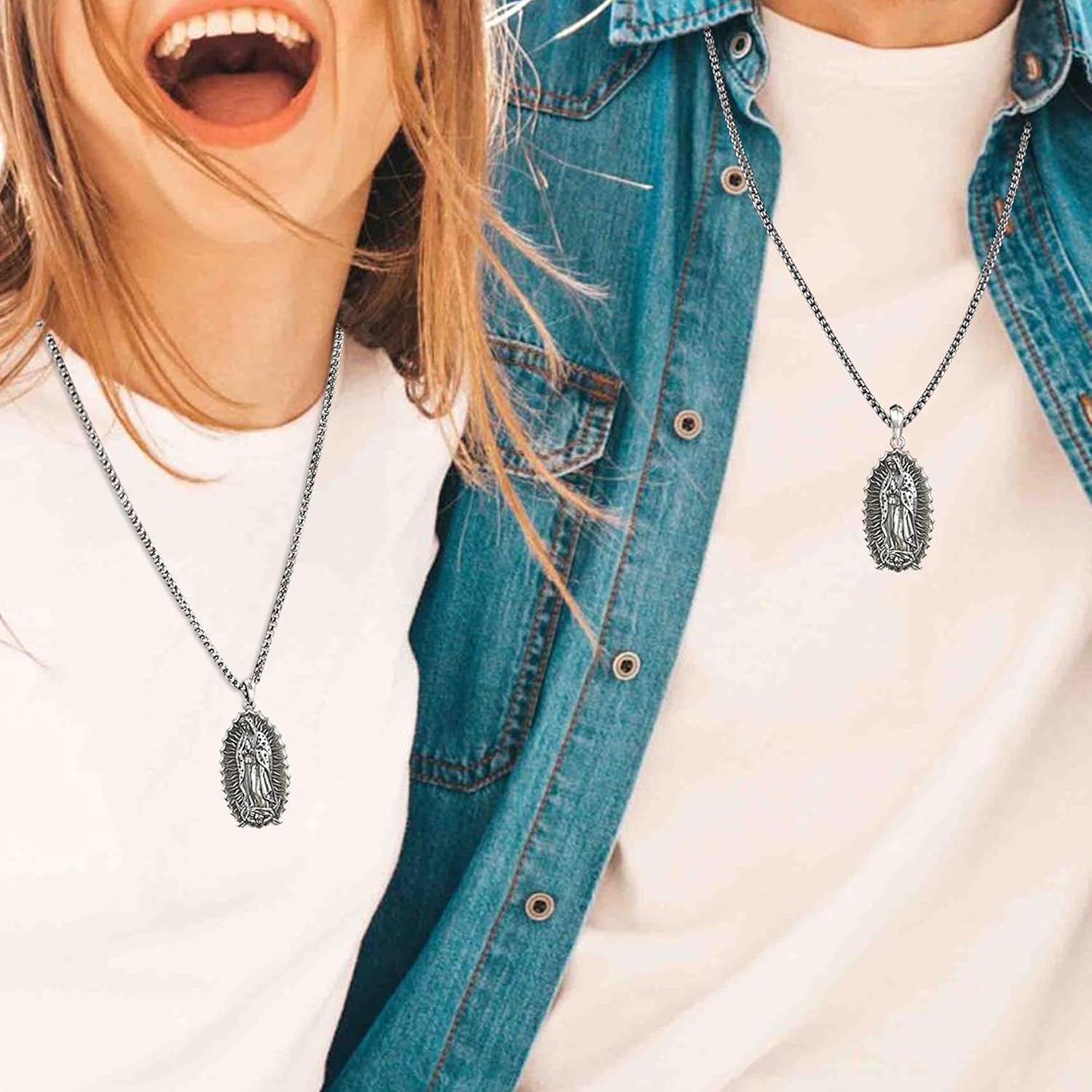 BGCOPPER Sterling Silver Saint Benedict/Virgin Mary/Sacred Heart of Jesus Pendant Necklace for Men Women, St Benedict Medal/Lady of Guadalupe/Jesus Necklace Religious Christmas Gift - Image 3