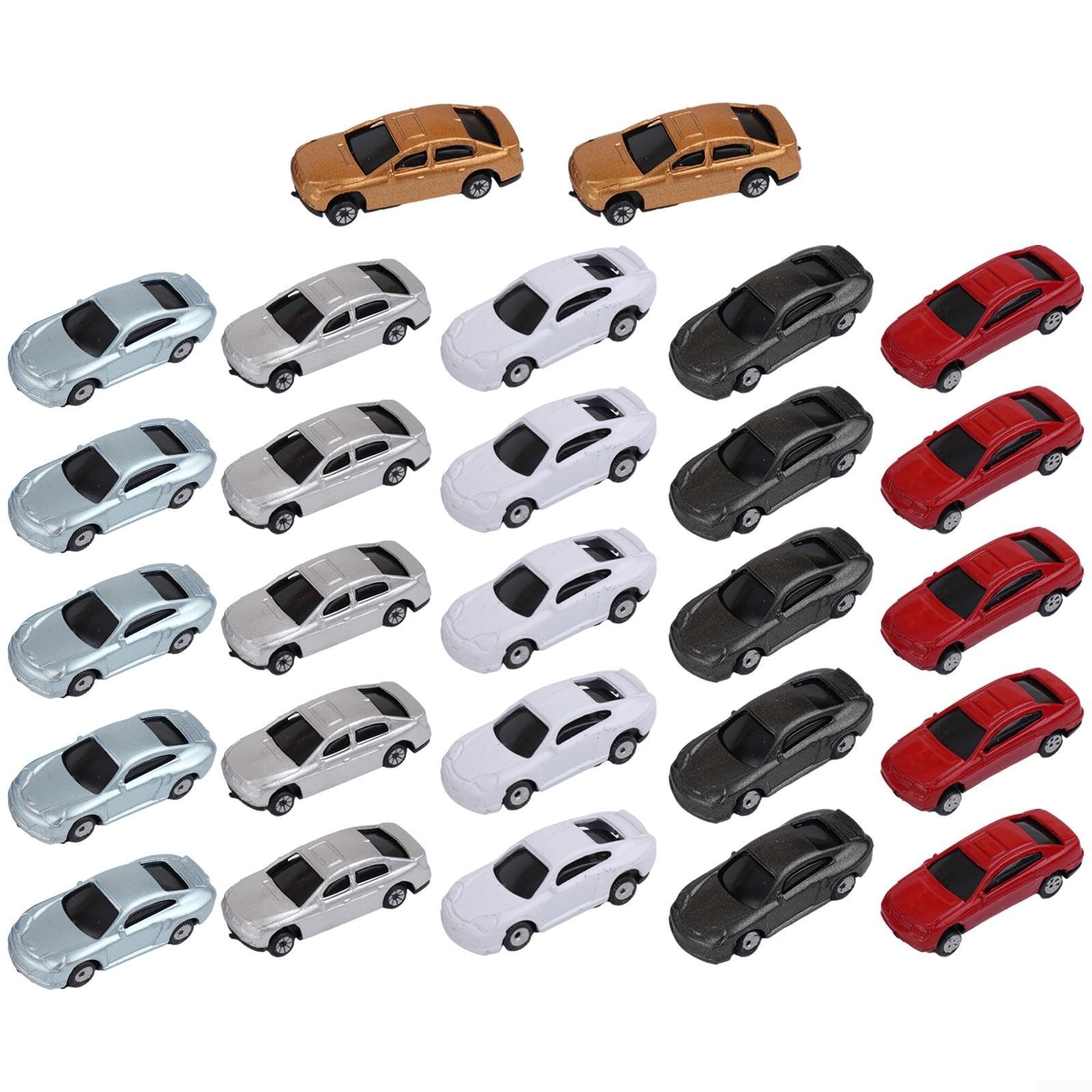 50 Pieces N Scale Model Cars 1:150 Assorted Color Plastic Miniature Vehicles for Model Railway Scenery Layout Building Diorama Street Display