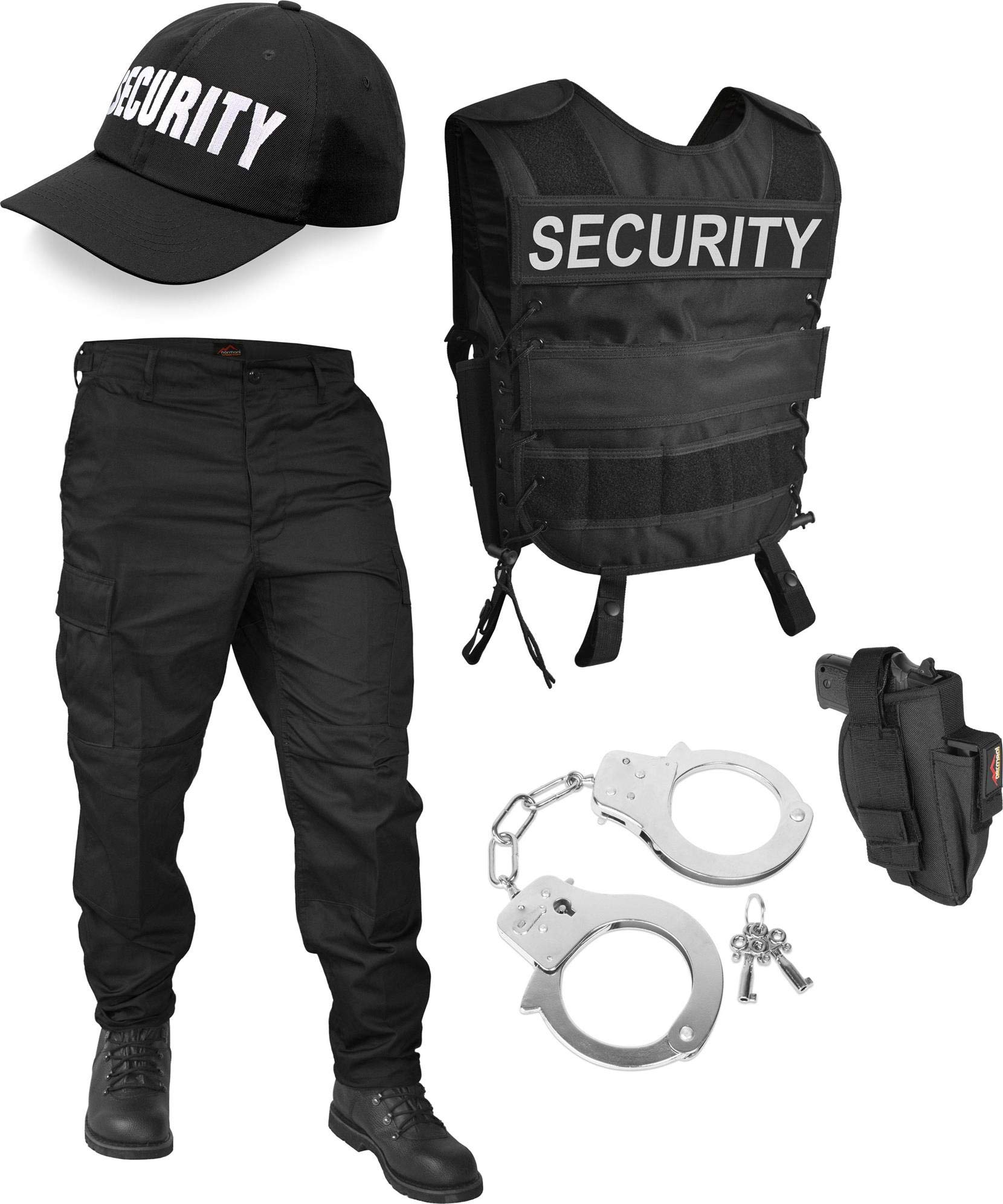 Normani SWAT/Security Kostüm – Weste, Hose, Holster, Cap, Handschellen (Größen S-6XL), Für Kostümparty