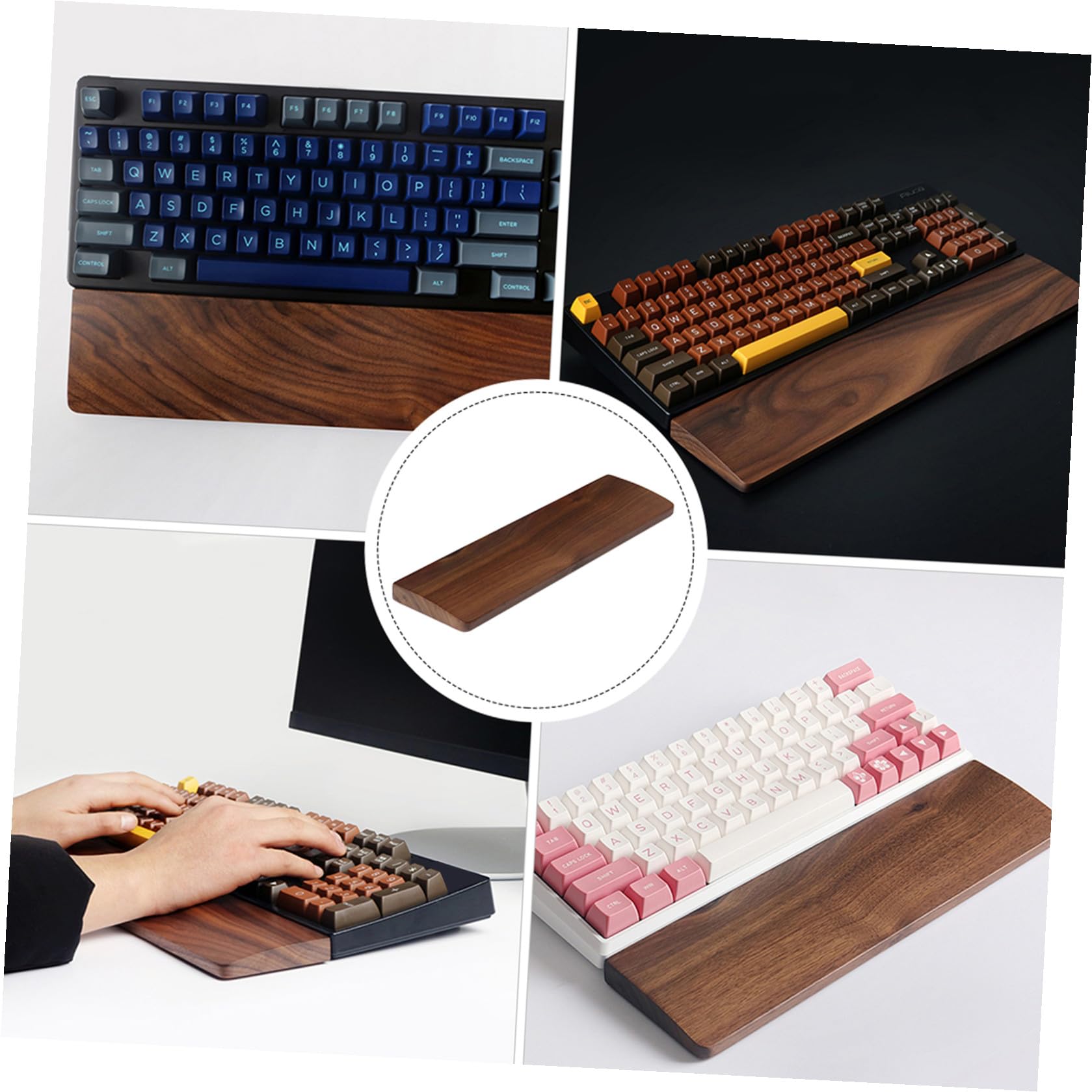 Walnussholz Handgelenkauflage für Tastatur 440mm, Ergonomisch