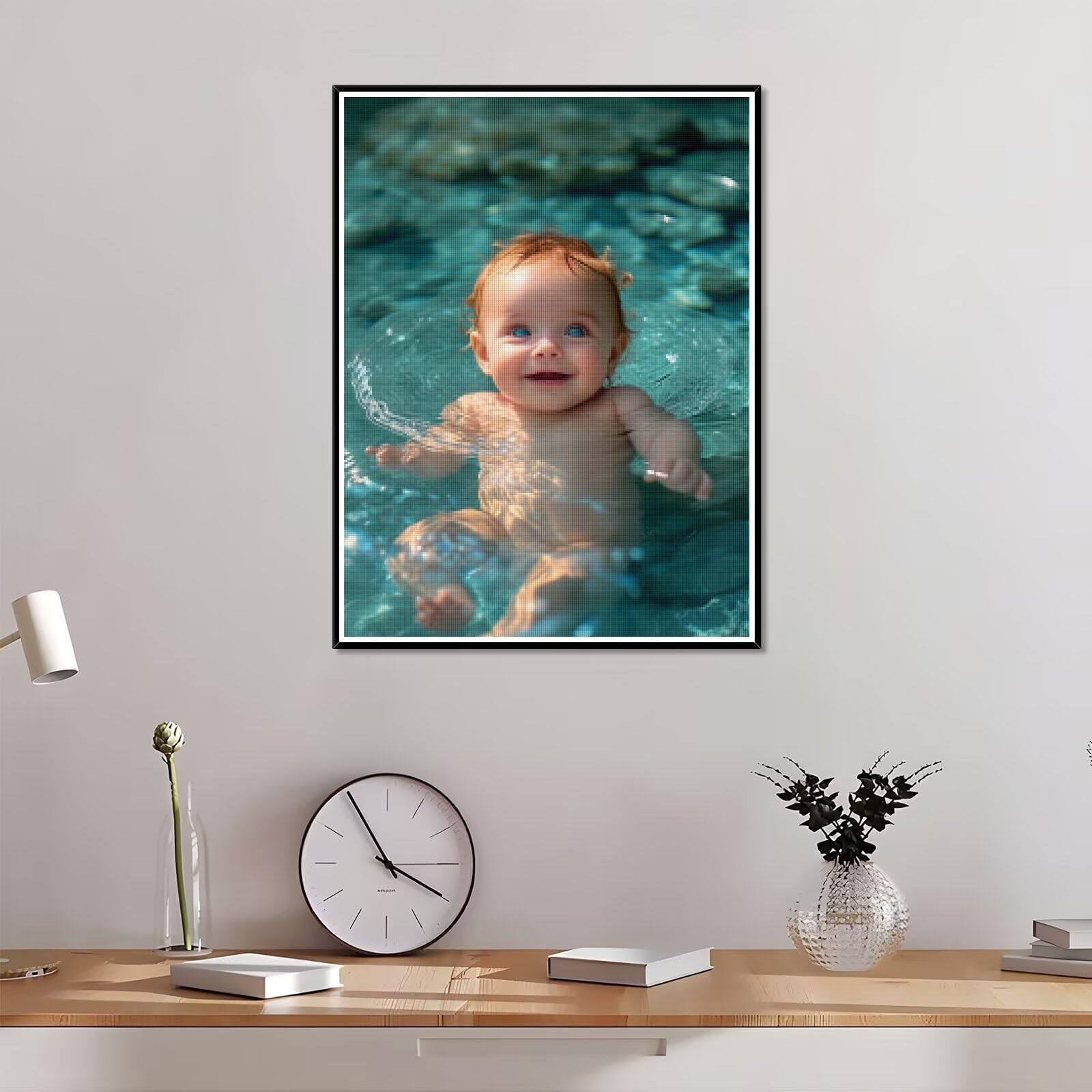 Diamond Painting Personalizzato, 5D DIY Diamond Painting Kit Completo Personalizzato, Kit per Pittura Diamante Personalizzati Con Foto, Mosaico Personalizzata Regalo per Arte Domestica 50x90cm L-313