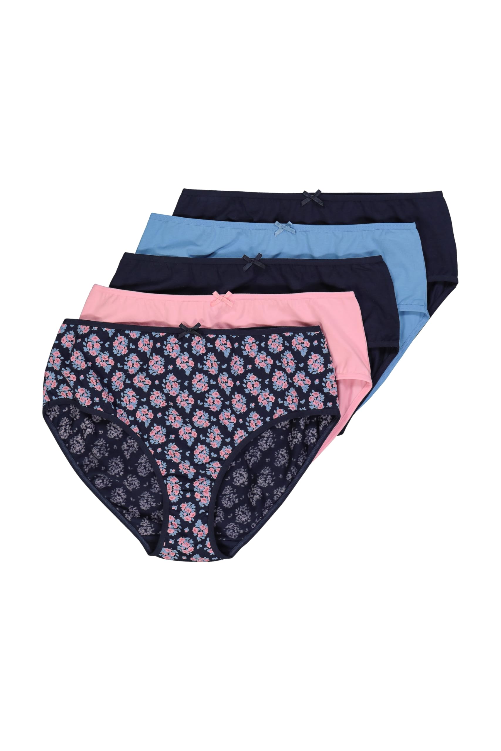 Ulla Popken Damen große Größen Übergrößen Plus Size Midislips, 5er-Pack, Blumen/einfarbig 846448