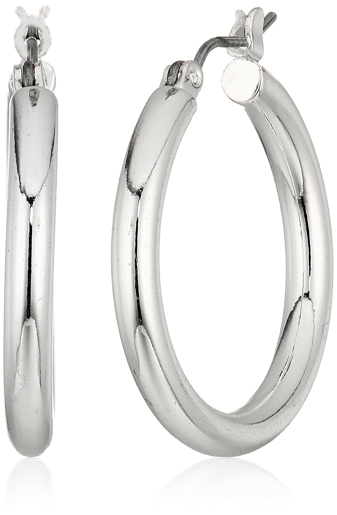 Chaps Women's 25Mm Classic Clickit Hoop Earrings, Silver