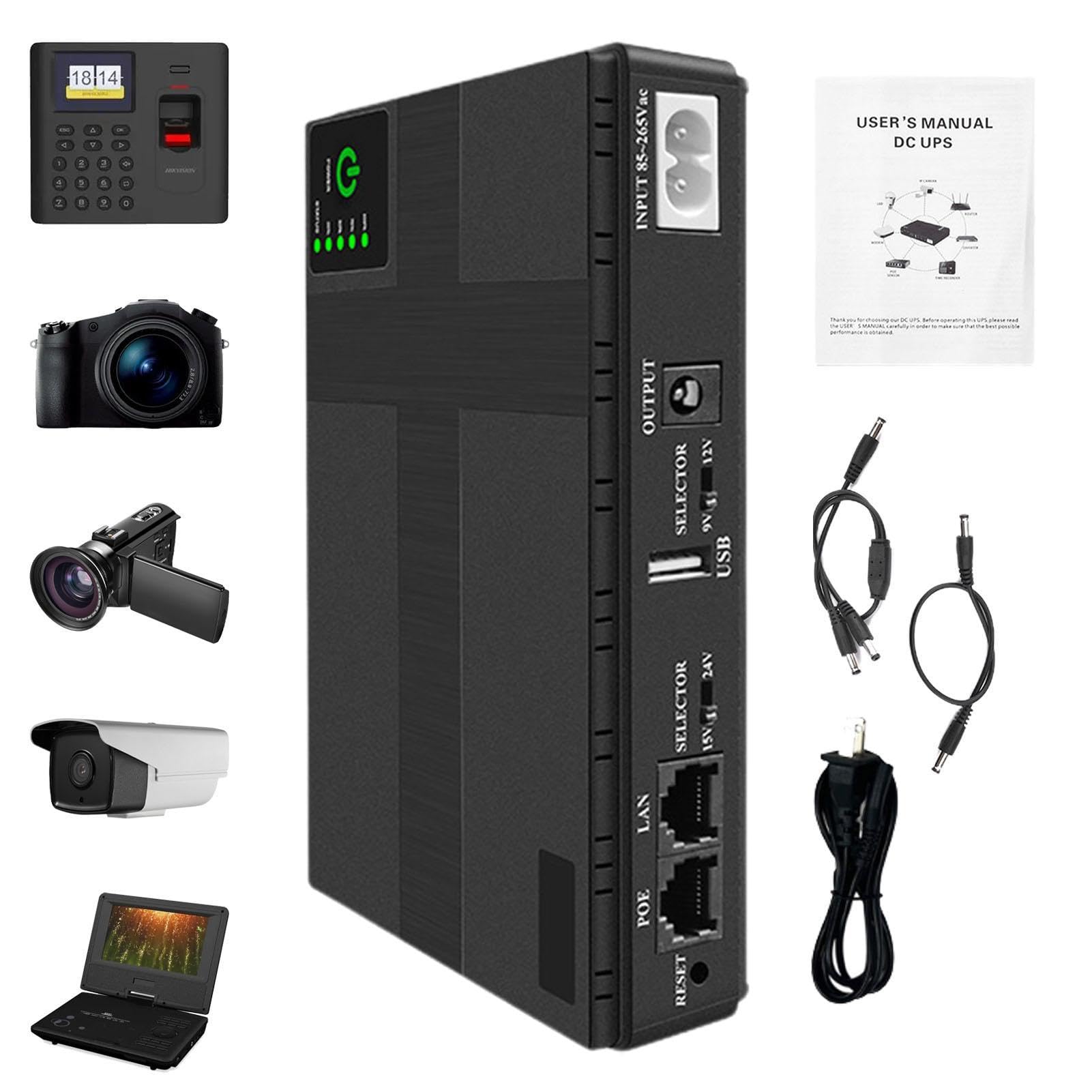 Batterie de secours pour caméra de sécurité – Batterie de secours portable pour routeur, batterie de secours UPS | Bloc de batterie de sortie de haut-parleur d'alimentation de modem pour lumière LED