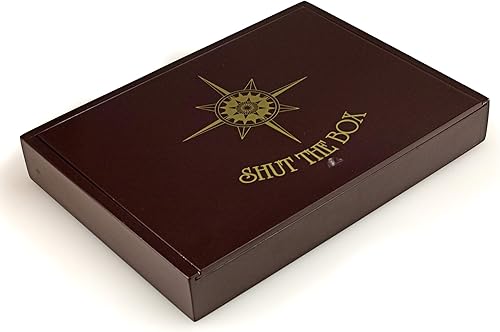 Miniatura 3 de STERLING Juegos de madera Shut The Box Juego de 12 números con tapa de diseño de decoración del hogar y superficie rodante de fieltro, color marrón