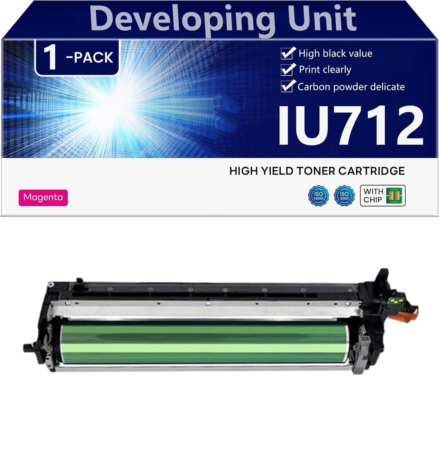 Elevata Resa IU712 Unità di Sviluppo Unità Tamburo di Ricambio per Konica Minolta Bizhub C659 C759 Stampanti, Nitide e Resistenti,Magenta-1 pack
