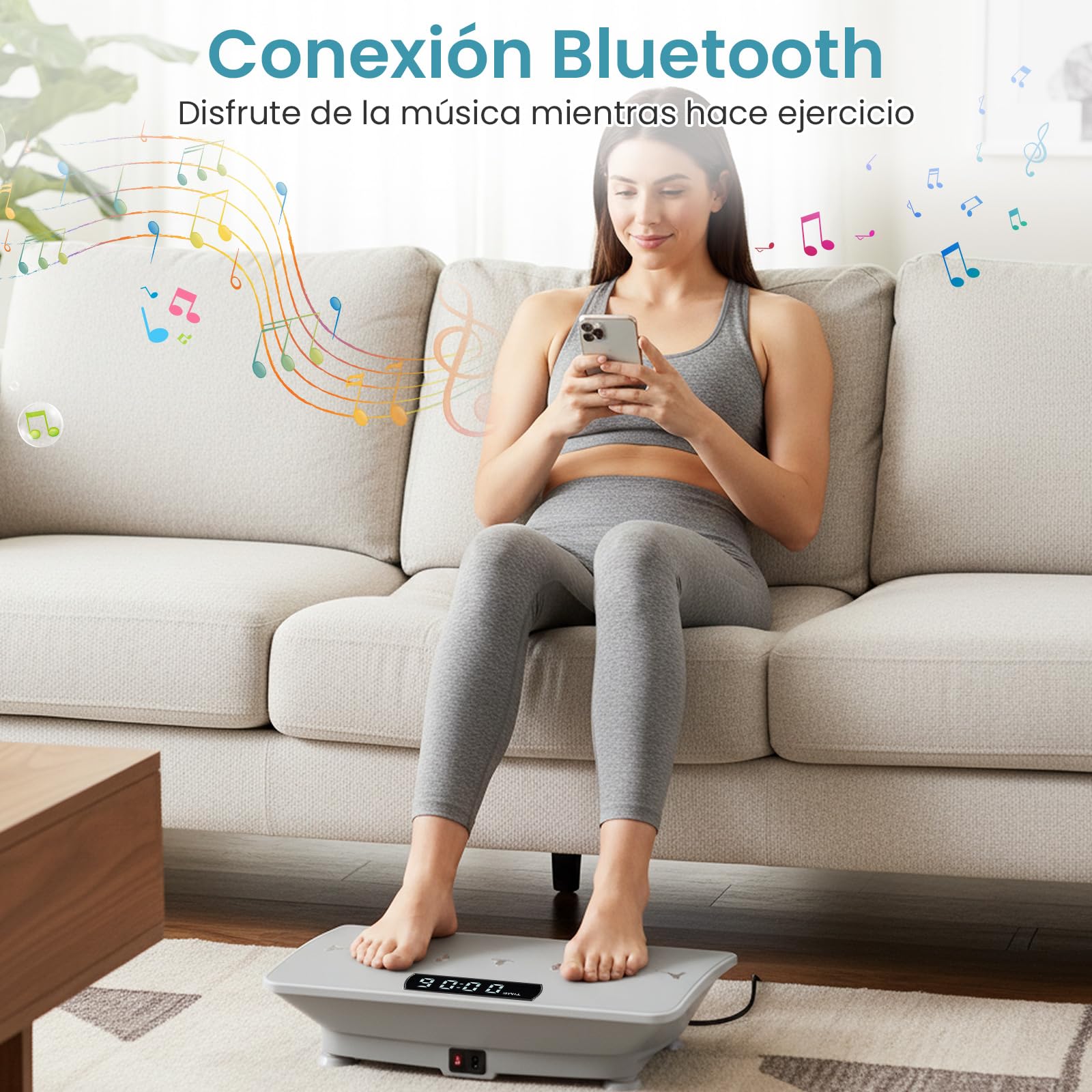 COSTWAY Plataforma Vibratoria Muscular, Plataforma Vibración con Sensor de Gravedad, 10 Intensidades Ajustables, Mando a Distancia, Bluetooth, Máquina de Entrenamiento para Hogar