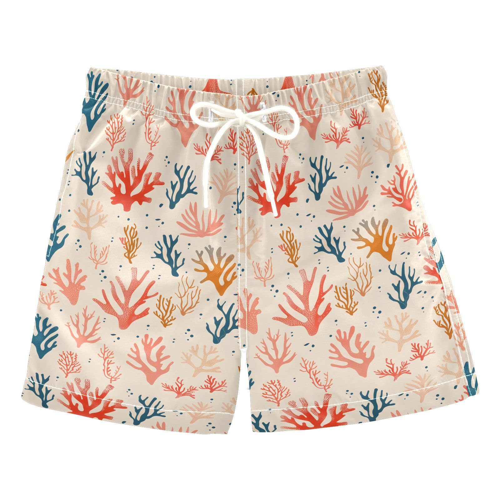 Sea Corals on A Beige Boys Swim Trunks Toddler Shorts Swimwear Boardshorts