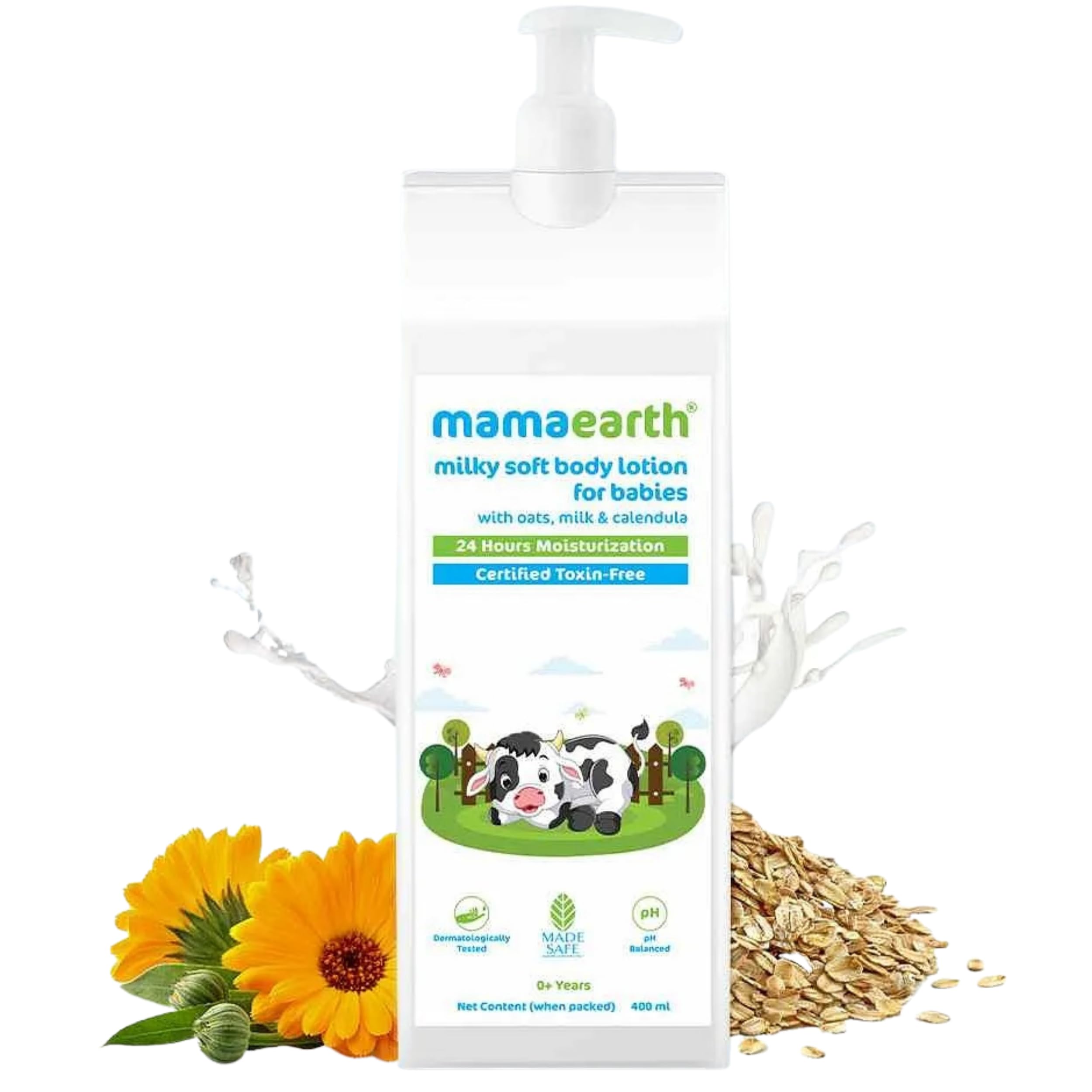 MAMAEARTHMilky Soft Body Lotion for Babies | Nourishing Oats, Milk & Calendula Infused Baby Moisturizer | Gentle Irritation-Free Formula for Delicate Skin | 13.53 Fl Oz (400ml)