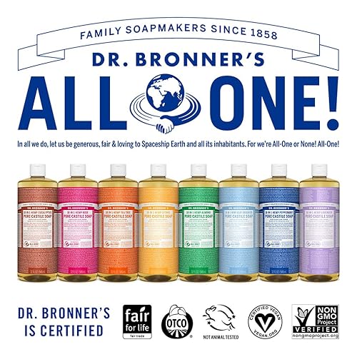 Miniatura 6 de Dr. Bronner's - Jabón líquido puro de Castilla (sin fragancia para bebé, paquete de 32 onzas y botella de viaje de 2 onzas