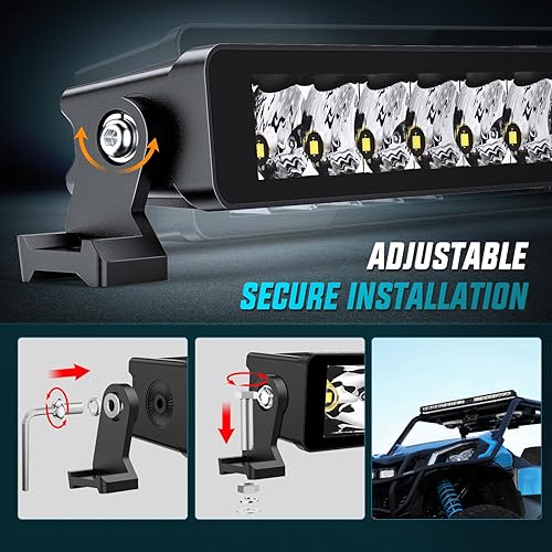 Miniatura 9 de Nilight Barra de luz LED de 42 pulgadas, 39 LED de una sola fila, luces LED de visión nocturna sin tornillos, luces todoterreno con interruptor