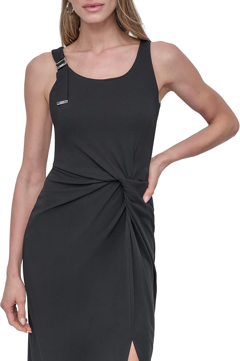 DKNY Women's Sleeveless Jewel Neck Side Slit Midi Dress - Image 2