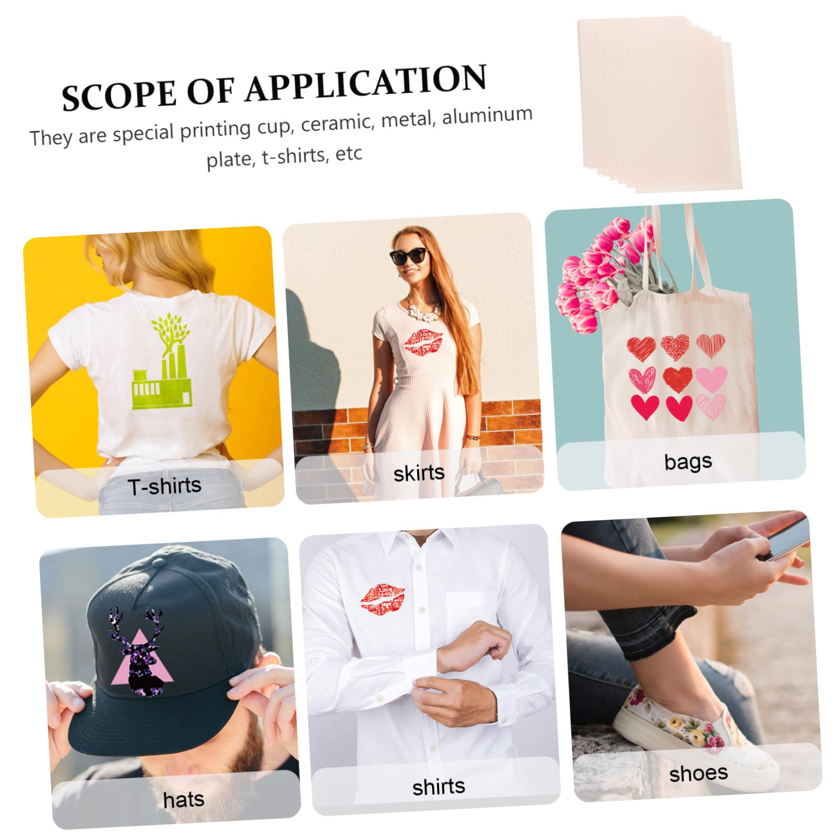 100 Stück Sublimationspapier Weiß Hitzebeständiges Transferpapier für T Shirts Taschen Kissen Bedruckbares Thermotransferpapier für Textilien Kompatibel Baumwollstoffen