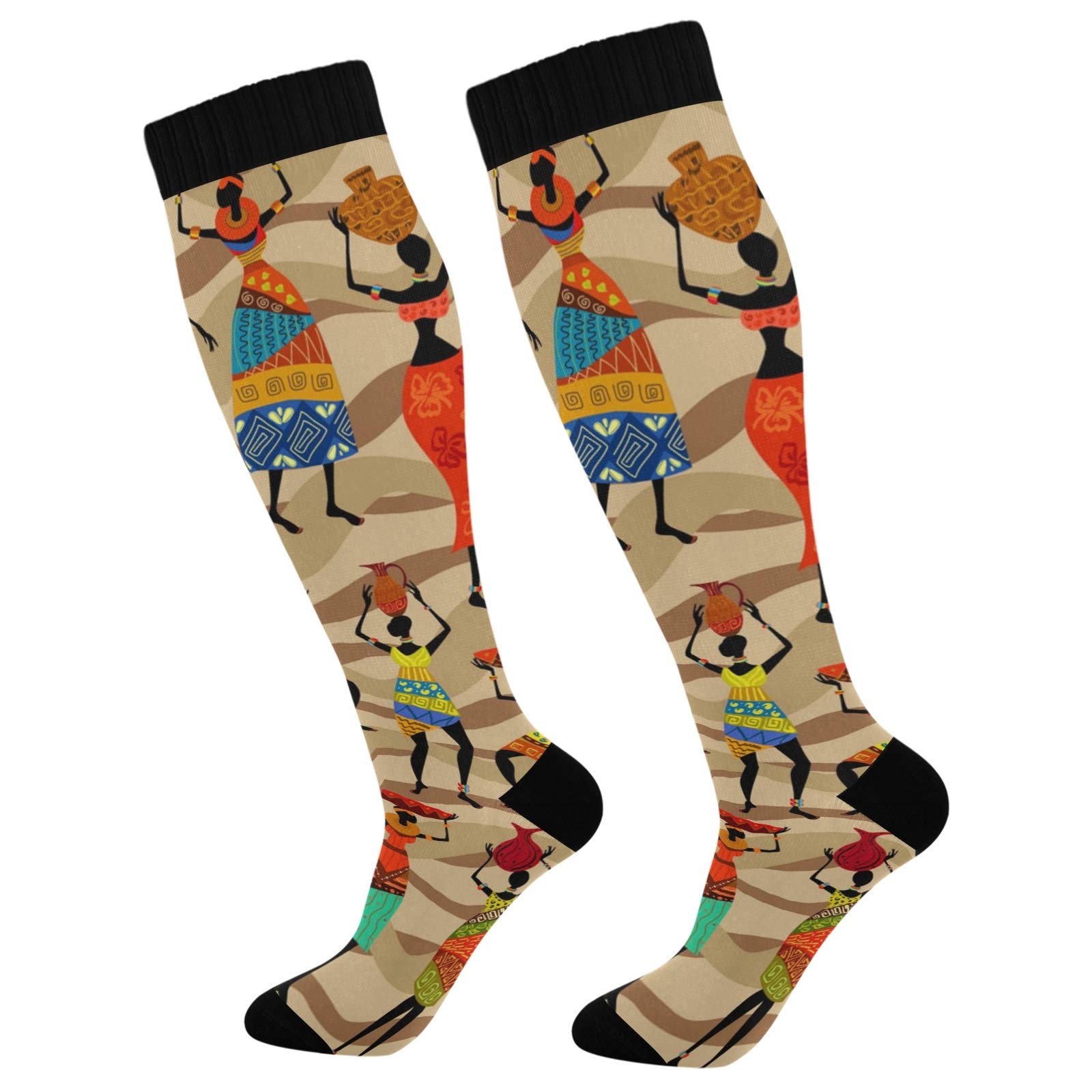 PUXUQU African Woman Men' Women' Over Knee Thigh High Long Socks 2 Pack
