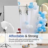 Vista 6 de Kit de soporte para telón de fondo ajustable Emart de 10x10 pies (ancho x alto) para estudio fotográfico, con 2 barras transversales, 8 pinzas, 2