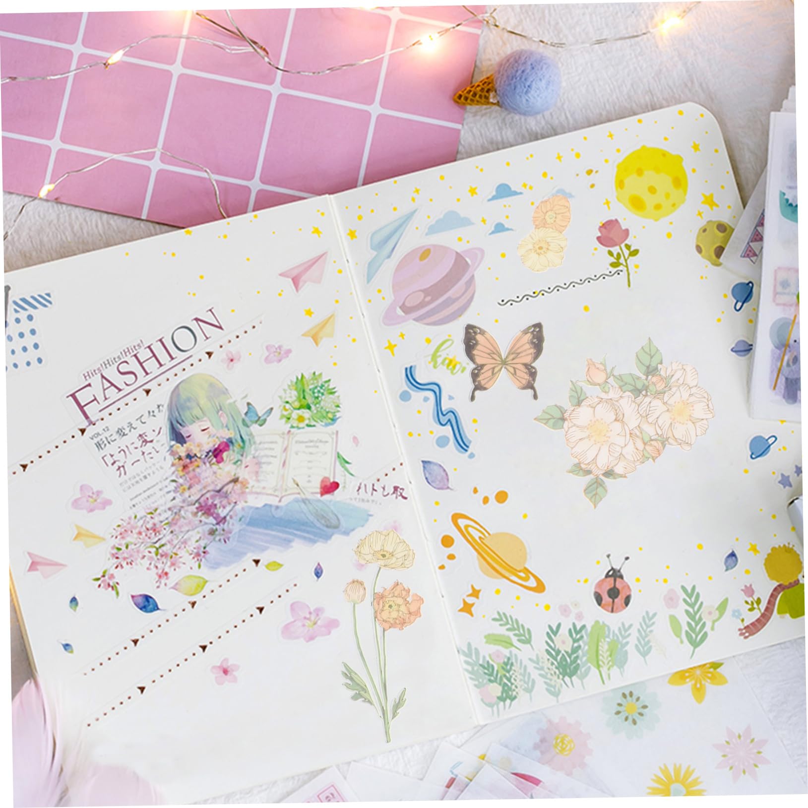 SEWACC 3piezas Pegatinas De Flores Retro De Adhesivos Para Álbumes y Handbooks Material Ecológico Para Manualidades y Decoraciones De Tarjetas