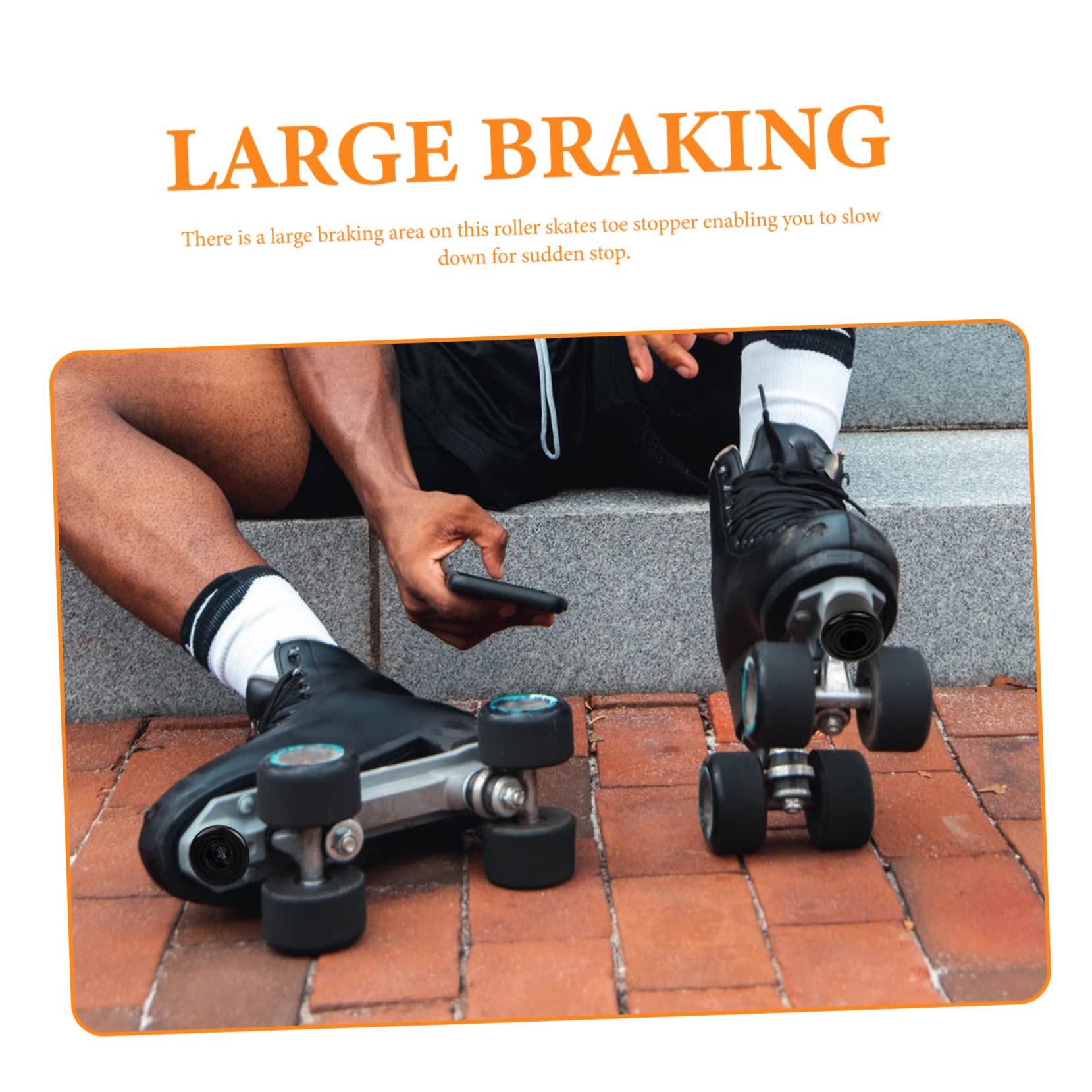 Kisangel Skate Accessories Toe Stops Roller Skates Double Row Brakes Wear-Resistant Anti-Slip Sole
