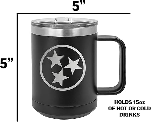 Miniatura 4 de Rogue River Tactical Taza de café negra de acero inoxidable resistente con la bandera del estado de Tennessee con tapa, gran idea de regalo, TN