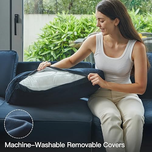 Miniatura 6 de Belffin Sofá modular modular con asiento de almacenamiento, sofá en forma de U de gran tamaño, juego de sofá modular de terciopelo con terciopelo