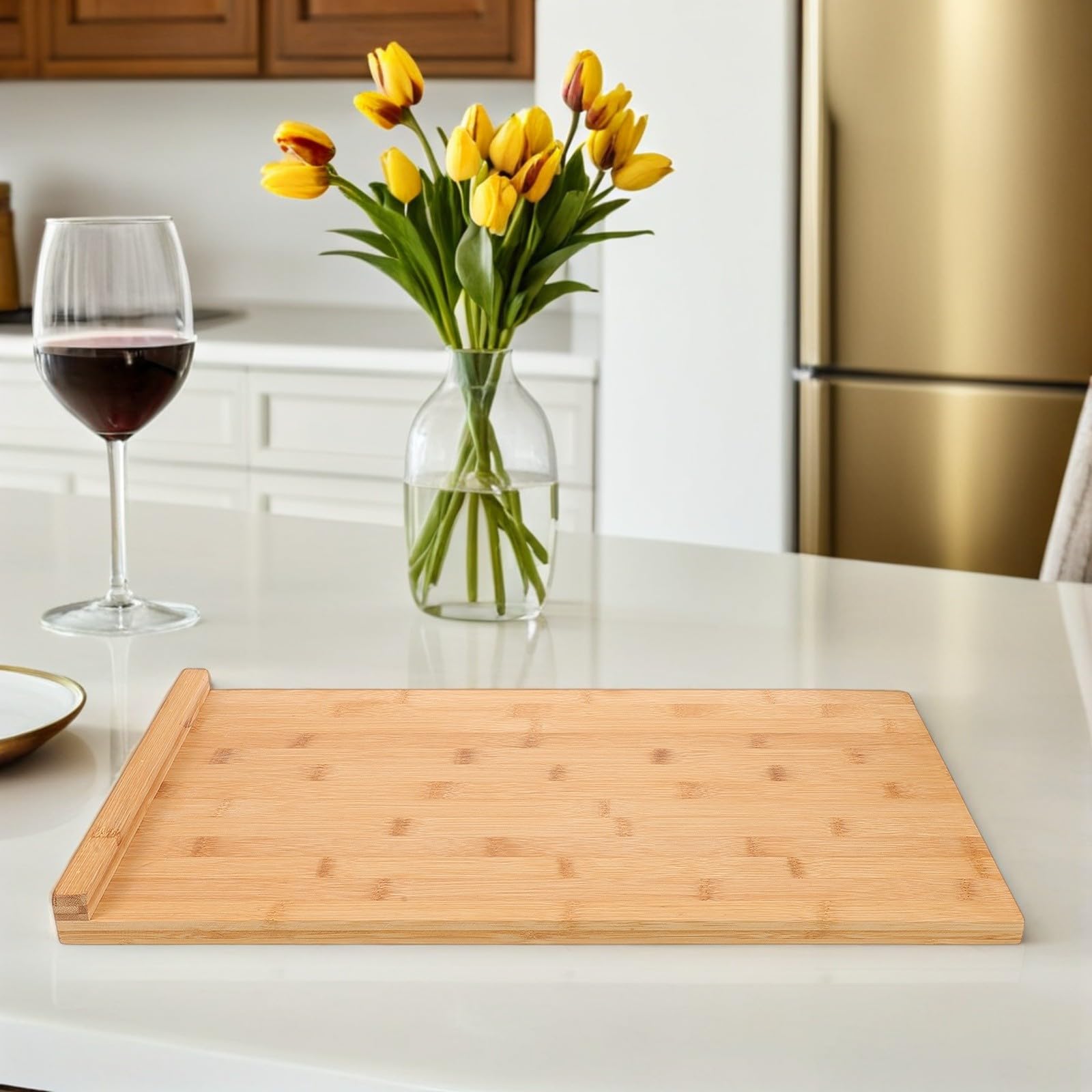 Hohopeti Tabla de Cortar Grande 50x30 Cm con Borde para Cocina, Resistente, Multifuncional para Cortar, Amasar y Picar, Apta para Lavavajillas, Adecuado para Preparar Alimentos en Hogar