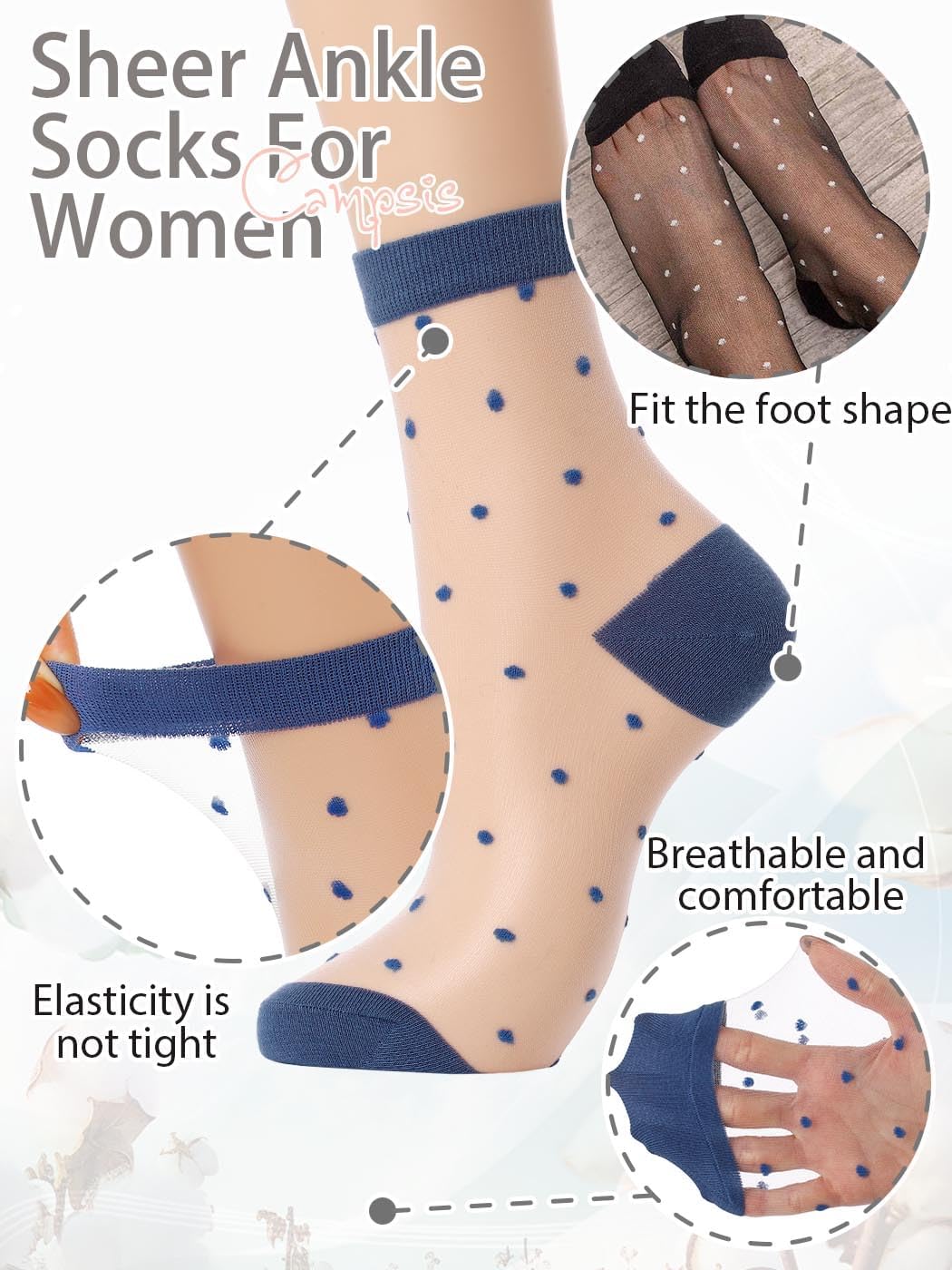 Campsis Women Sheer Ankle Sock Cute Ultrathin Transparent Mesh Socks - Image 7