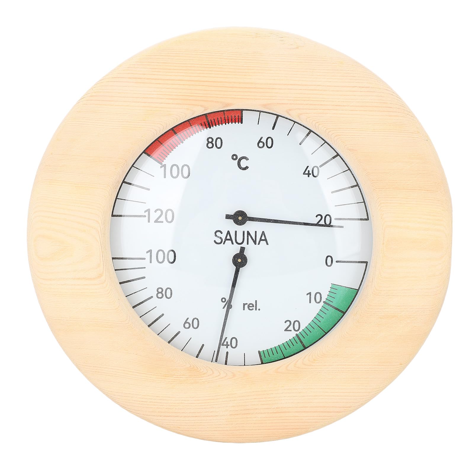 Sauna Thermometer, Hygrometer Wall Mounted Real Time Monitoring Sauna Room Temperature Humidity Monitor Wooden Sauna Hygrothermograph Sauna Accessories for Sauna Room, 5.51x5.51in