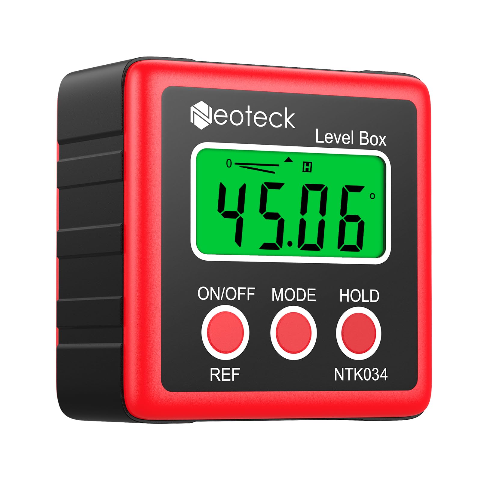 Neoteck Digital Angle Finder, LCD Digital Angle Gauge Waterproof Protractor Inclinometer Bevel Box for Helicopter/Bevel Angle of Miter Saw/Automobile Test and Repair and ect- Red