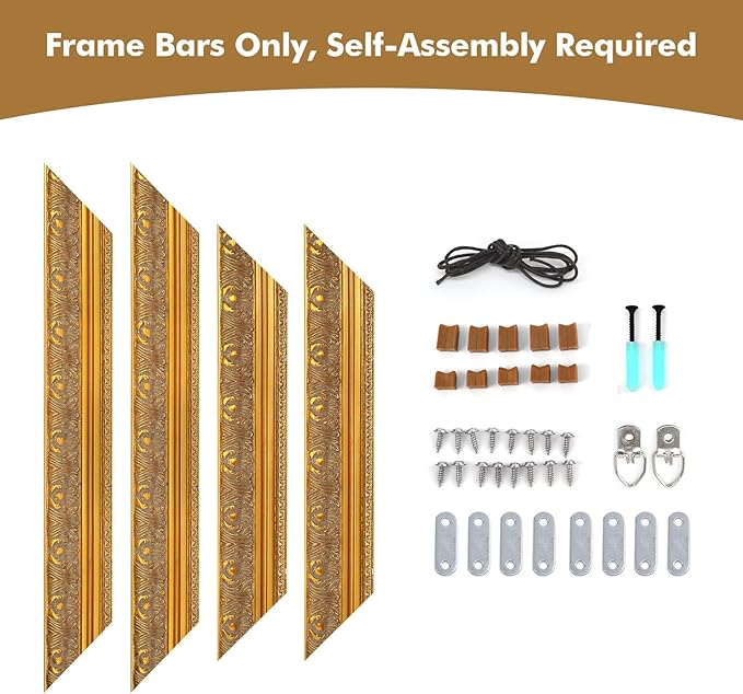 Amazon.com - FOLKOR DIY Wood Frame for 24x36 Canvas Paintings, 2.4" Wide Antique Gold Ornate Canvas Frame for Oil Painting Art Prints, Home Living Room Wall Decor