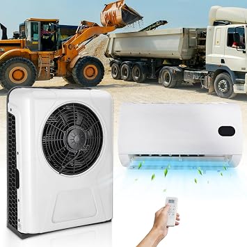 Truck 24V Split Mini Air Conditioner 9000BTU Parking Ac Unit, 24 Volt DC Inverter Air Conditioner with Brushless Motor, Quiet Fast Cooling 260 CFM For Semi-Truck Tractor Pickup Trailer Sleeper Cab