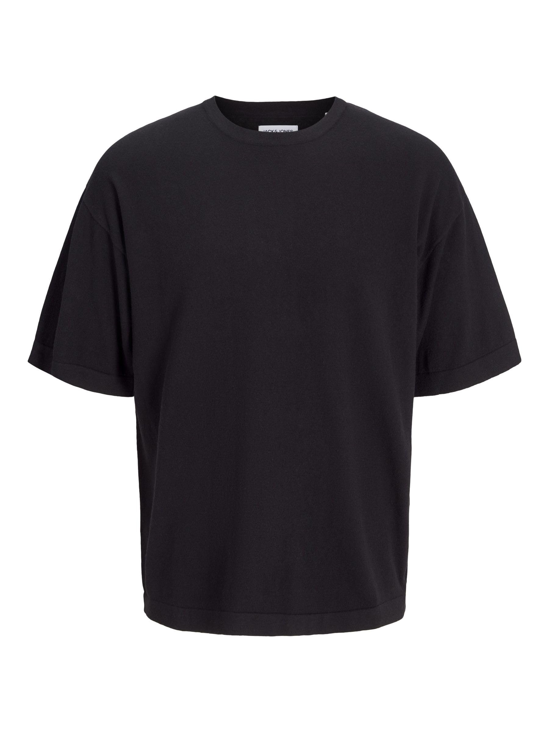 JACK&JONES JJEEMIL Knit Tee SS SN, Black, L