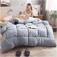 Vista 2 de ZTGL Edredón de algodón cálido para invierno, edredón de invierno de terciopelo de cordero, manta de cachemira de cordero para cama doble, núcleo