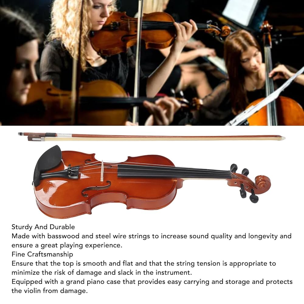 木製フルサイズバイオリン 4弦 Amazon | 初心者向けのバイオリン、 フルバスウッドとスチール