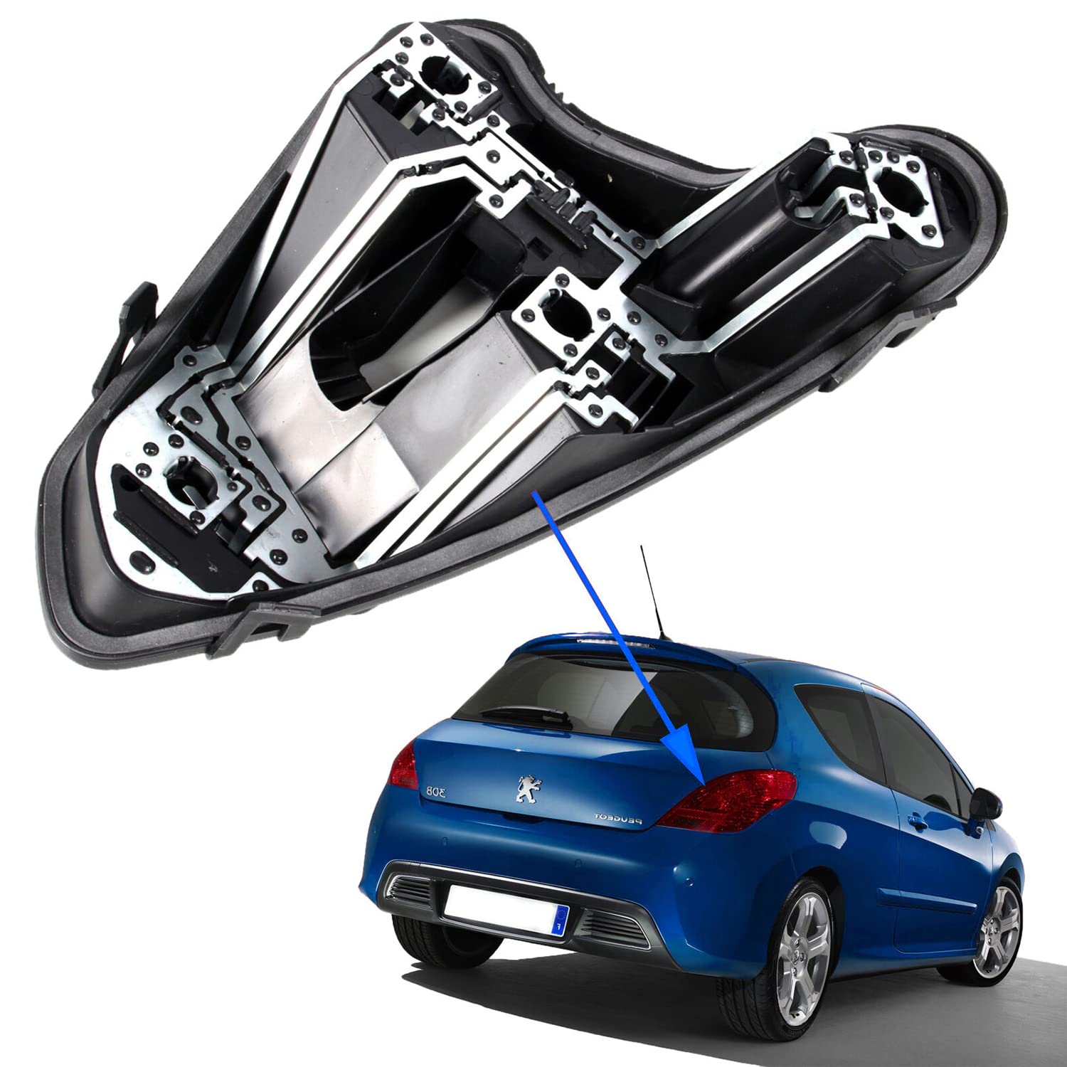 Autocraft Platine de Feu Arrière Droit - Porte Ampoule côté passager pour Peugeot 308 Phase 1 2007-2015 OEM 1606959180