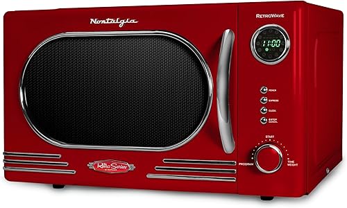 Miniatura 33 de Nostalgia Retro - Horno microondas de 1000W, capacidad de 1.1 pies cúbicos – Bloqueo de seguridad para niños, 8 ajustes de cocción automática –