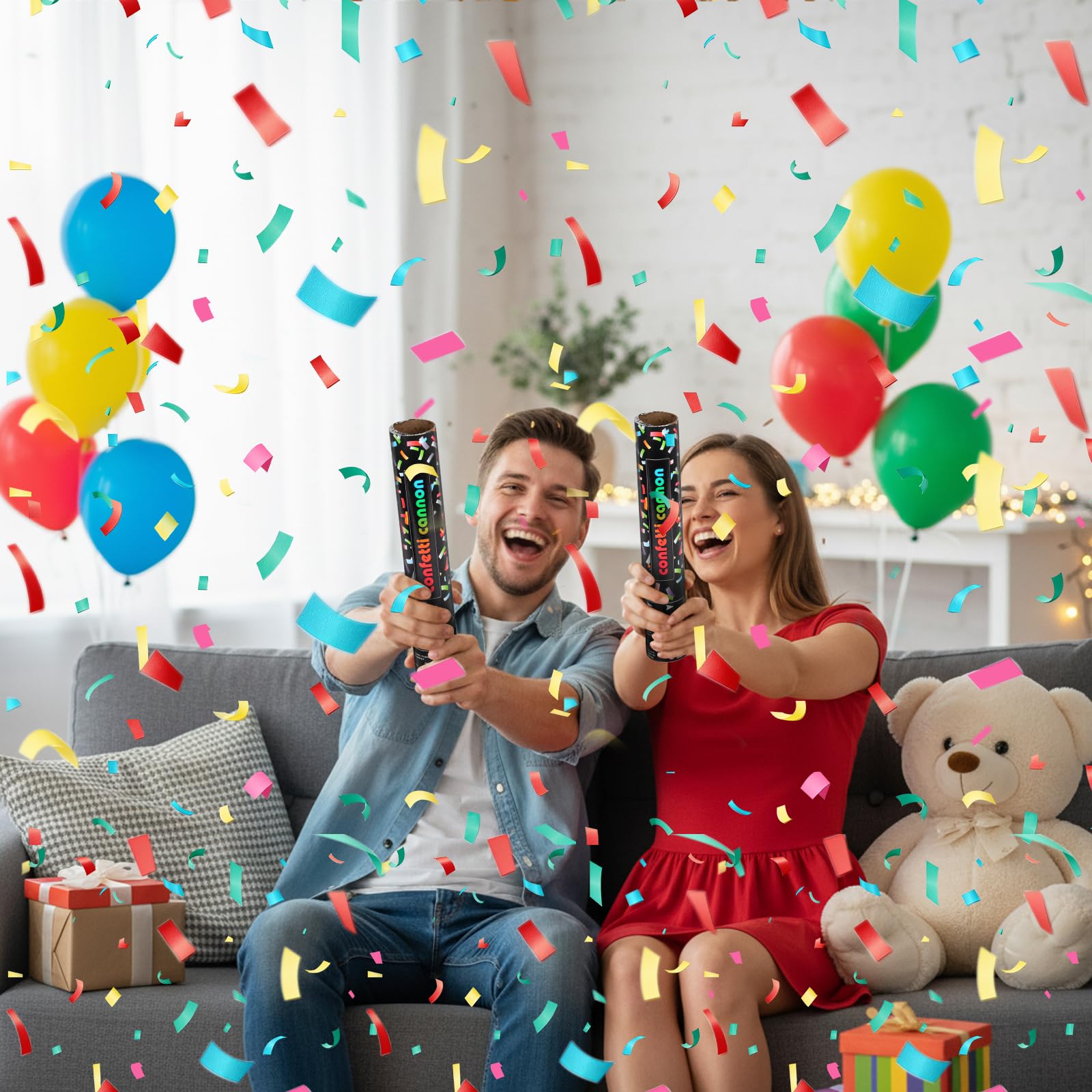 Mineup 4 * Cannone Spara Coriandoli, 30 cm Coriandoli Cannoni Popper, Flusso di Coriandoli di 3-5 Metri, Tubo Sparacoriandoli Matrimonio, Coriandoli Biodegradabili per Matrimonio, Festa, Compleanno