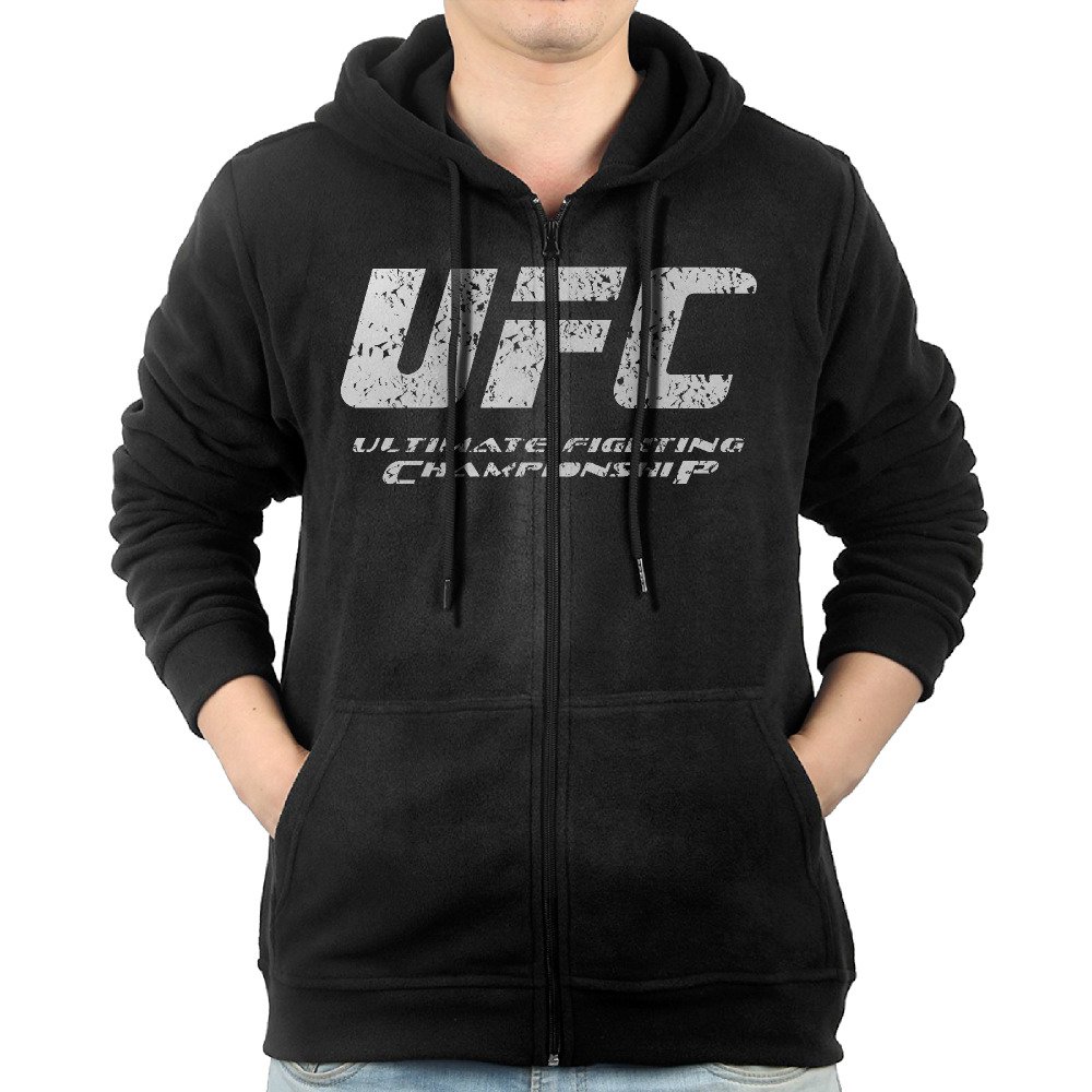 Fashion Hoodies for Mens UFC Advertisement Logo Sweatshirts Zip-Up Black Apparel