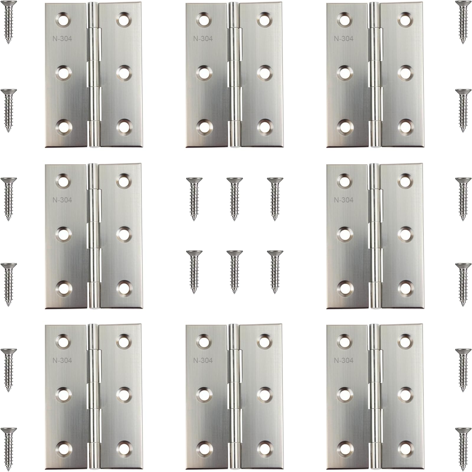 Photo 1 of ?8 Pack Door Hinges Brushed Nickel 3 Inch Stainless Steel Butt Hinges Small Cabinet Hinges for Wooden Cabinets Furniture Door Boxes and DIY Projects