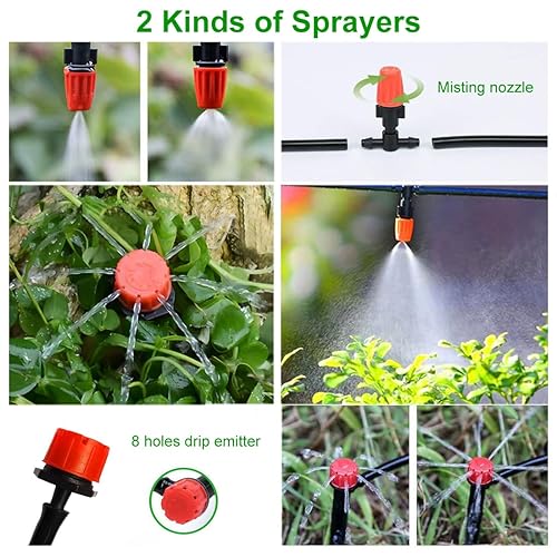 Miniatura 3 de Kit de sistema de riego por goteo de 82 pies, equipo de riego automático con 50 rociadores ajustables y rociadores - Sistema de riego fácil de