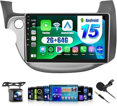 Inefala 2+64G Radio for Honda Fit 2008-2013 Android 15 CarPlay Car Stereo Touchscreen 10.1" Android Auto GPS EQ 28UI Backup Camera